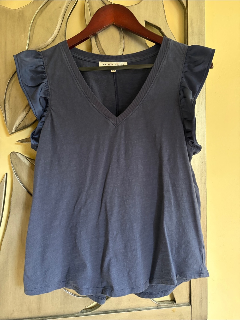 Melissa Nepton Valence Blue Silky Ruffle Sleeve Medium